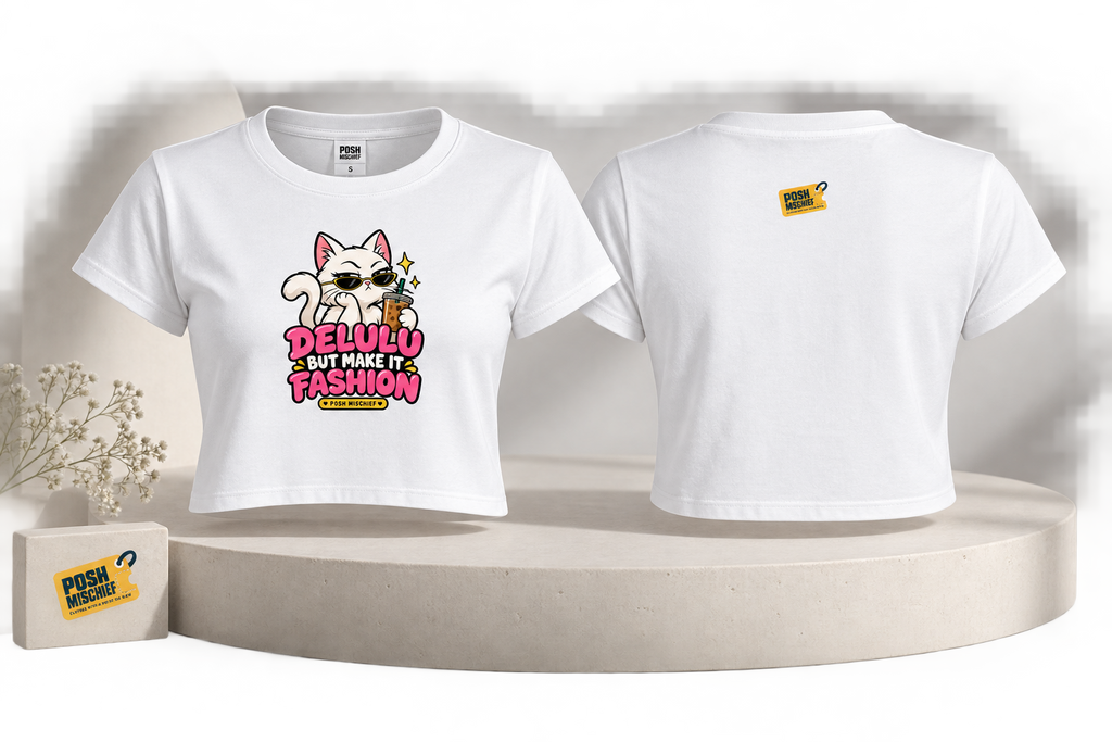 White crop top front and back product-only studio mockup