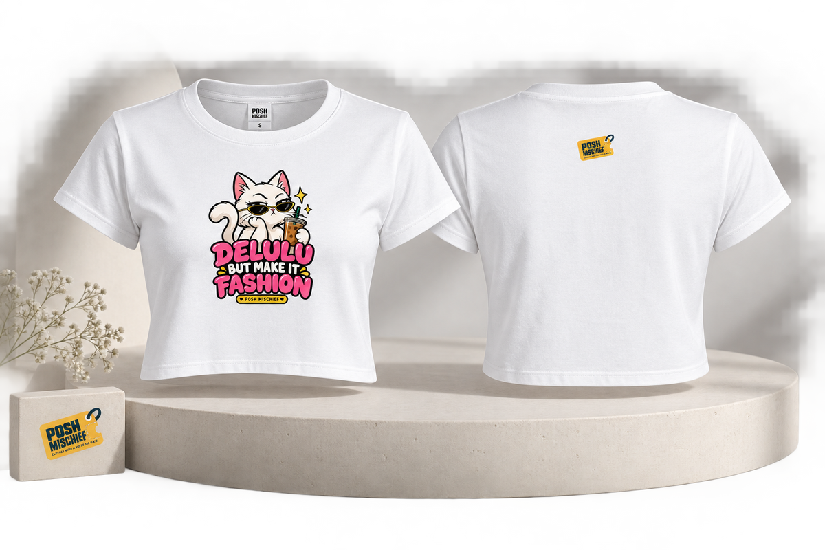 White crop top front and back product-only studio mockup