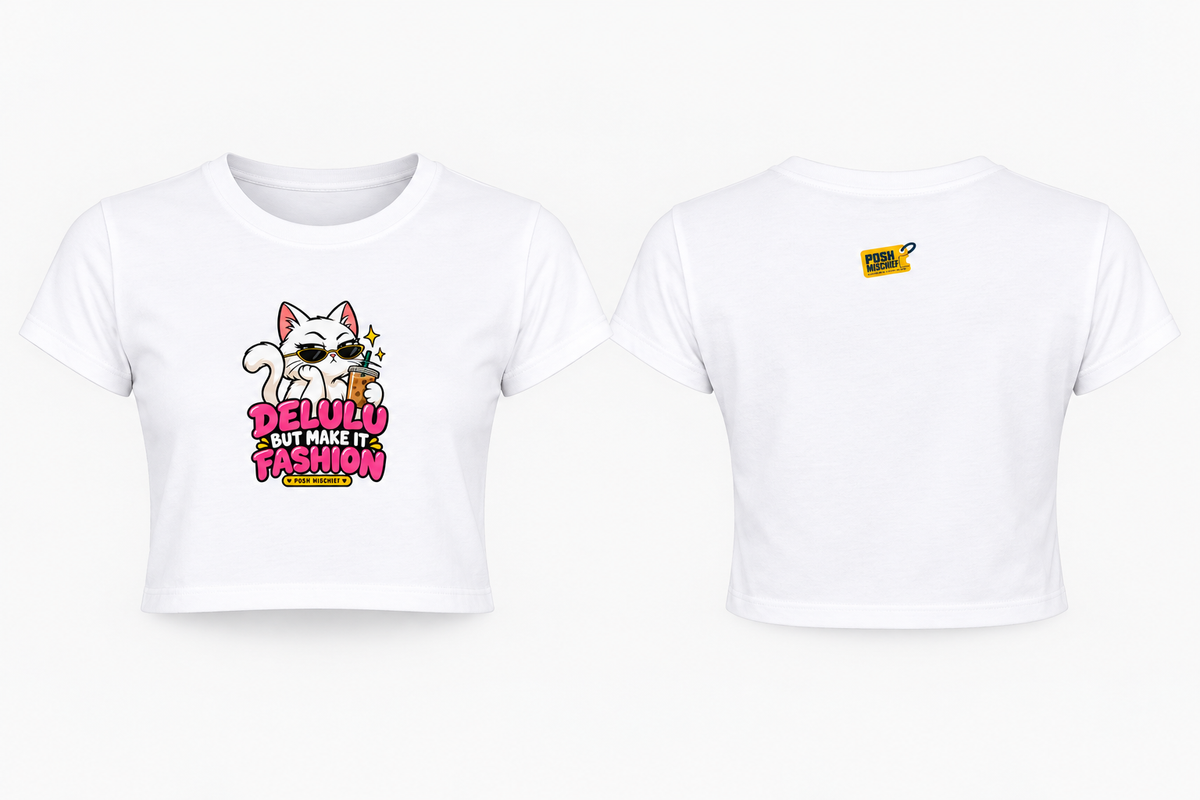 Professional white crop top front and back studio mockup