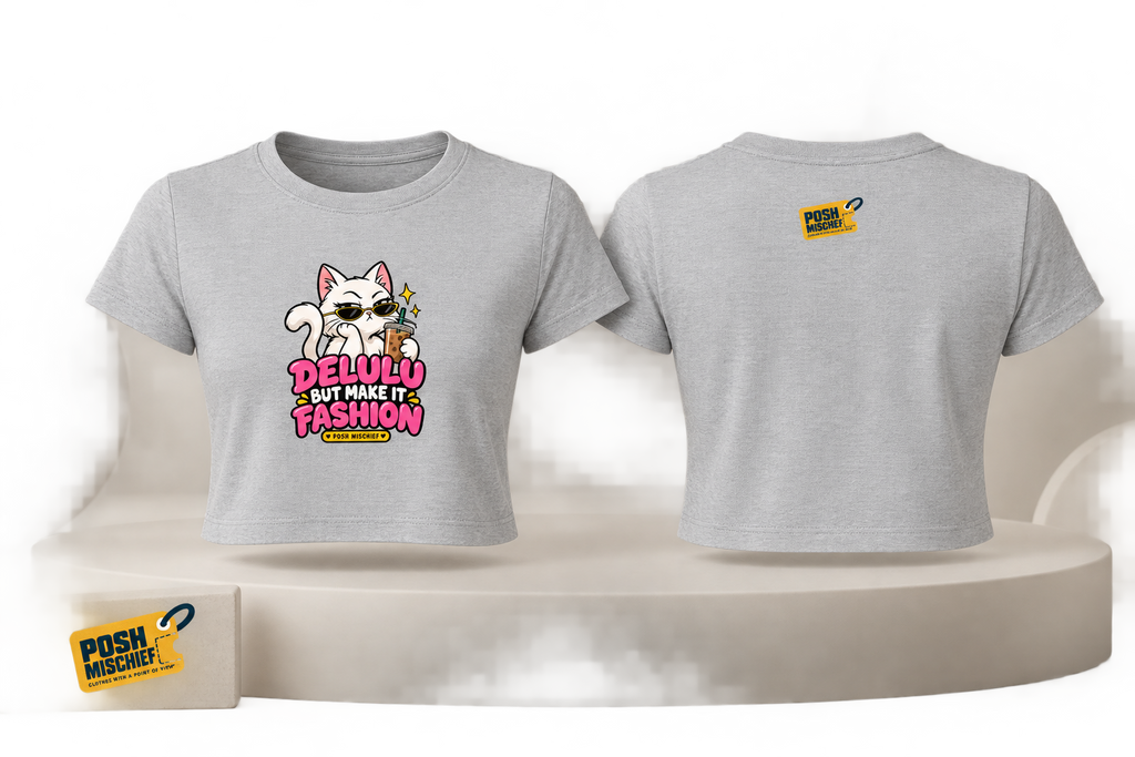 Grey Melange crop top front and back product-only studio mockup