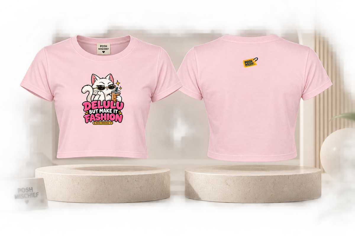 Baby Pink crop top front and back product-only studio mockup