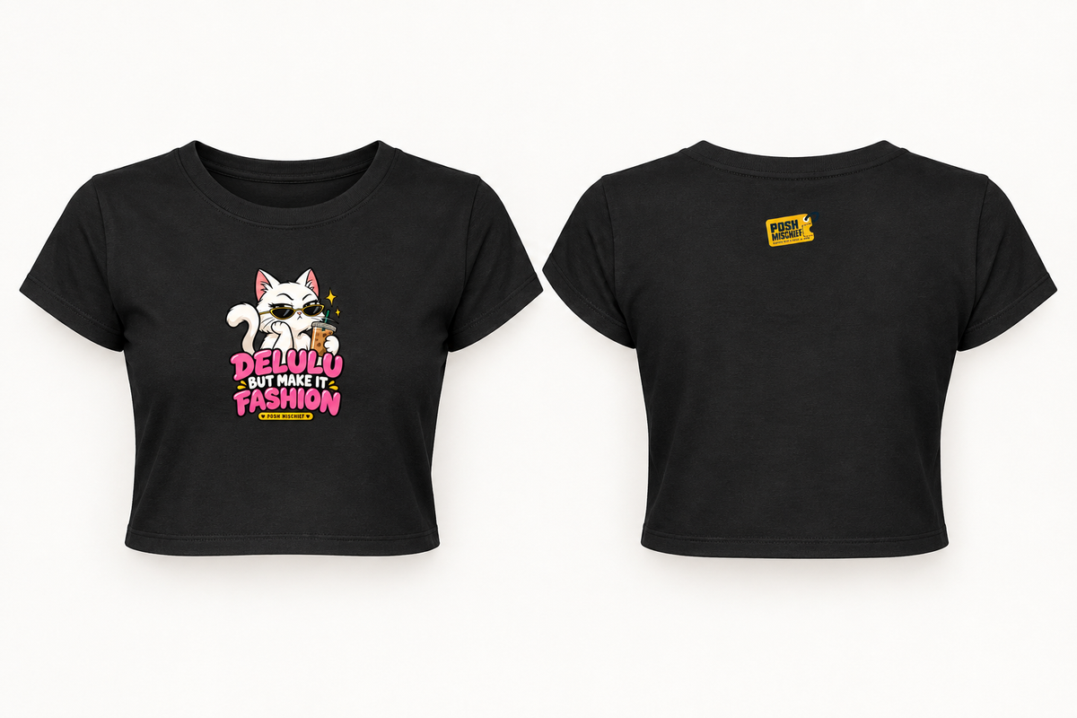 Professional black crop top front and back studio mockup