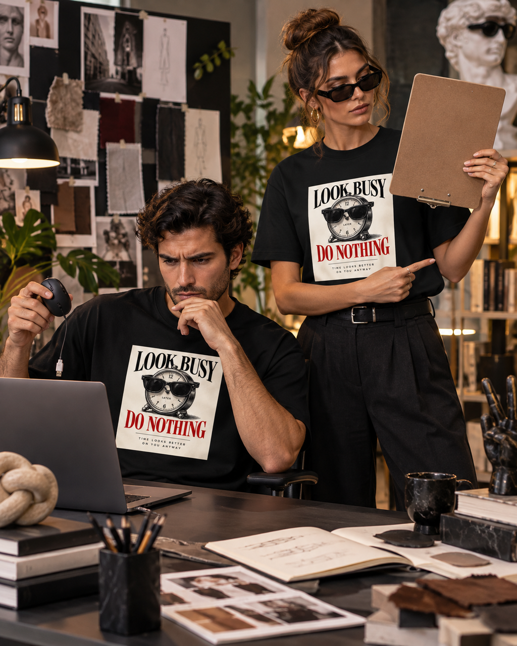 Look Busy-Unisex Classic Crew T-Shirt