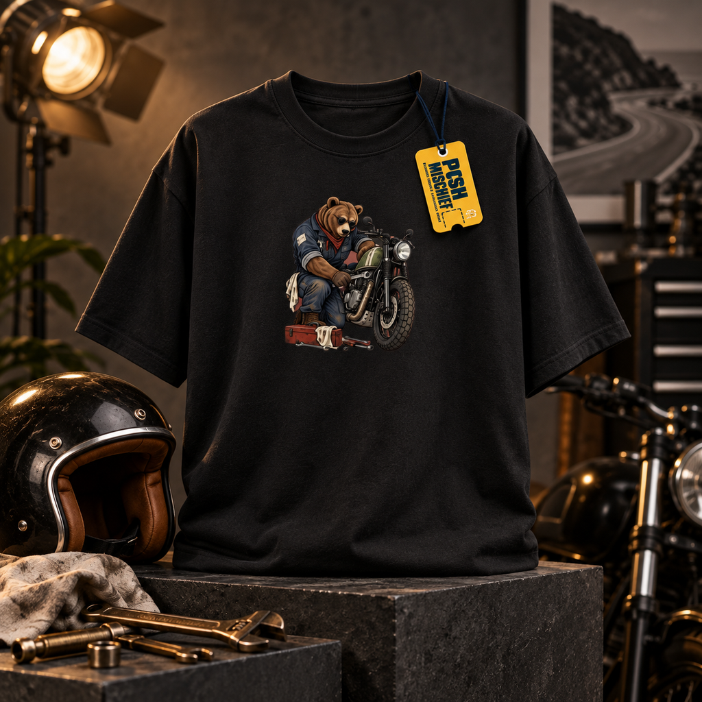 Bear Rider black-studio oversized T-shirt mockup