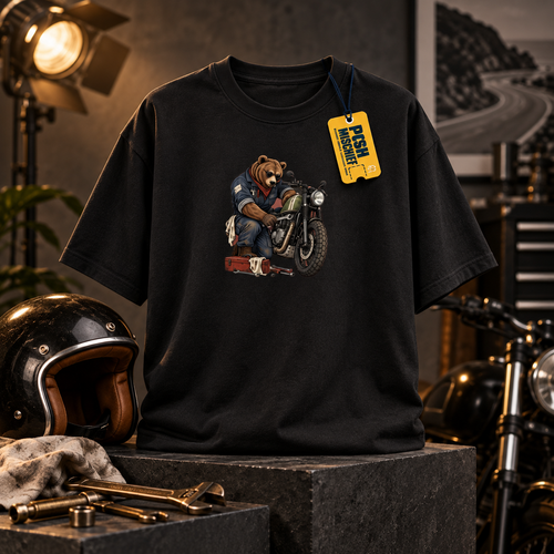 Bear Rider black-studio oversized T-shirt mockup
