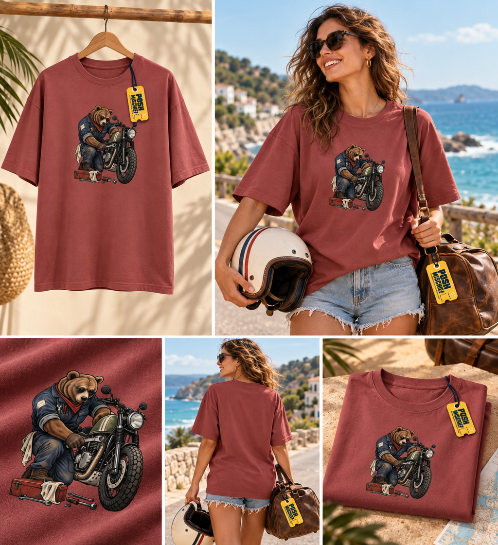 Bear Rider female-rider oversized T-shirt mockup