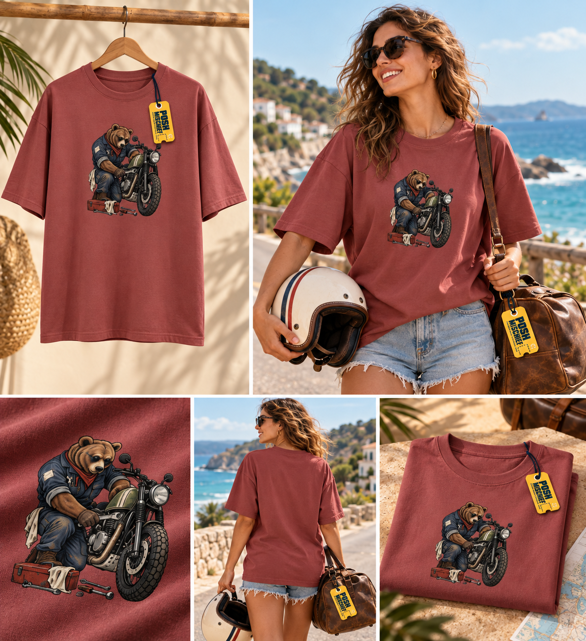 Bear Rider female-rider oversized T-shirt mockup