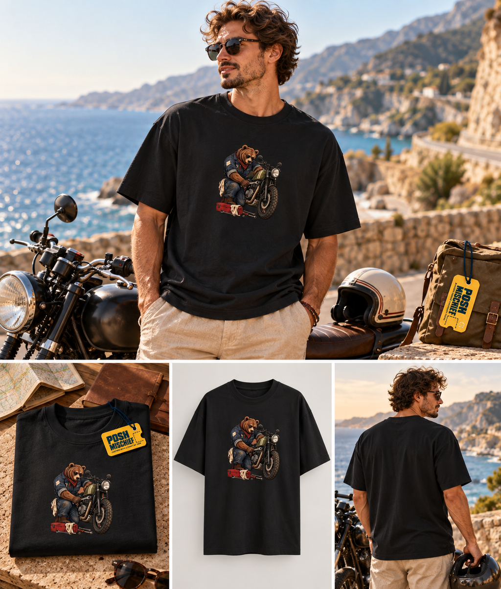 Bear Rider male-rider oversized T-shirt mockup