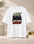 Premium studio product-only front view, White Built for the After Hours oversized T-shirt