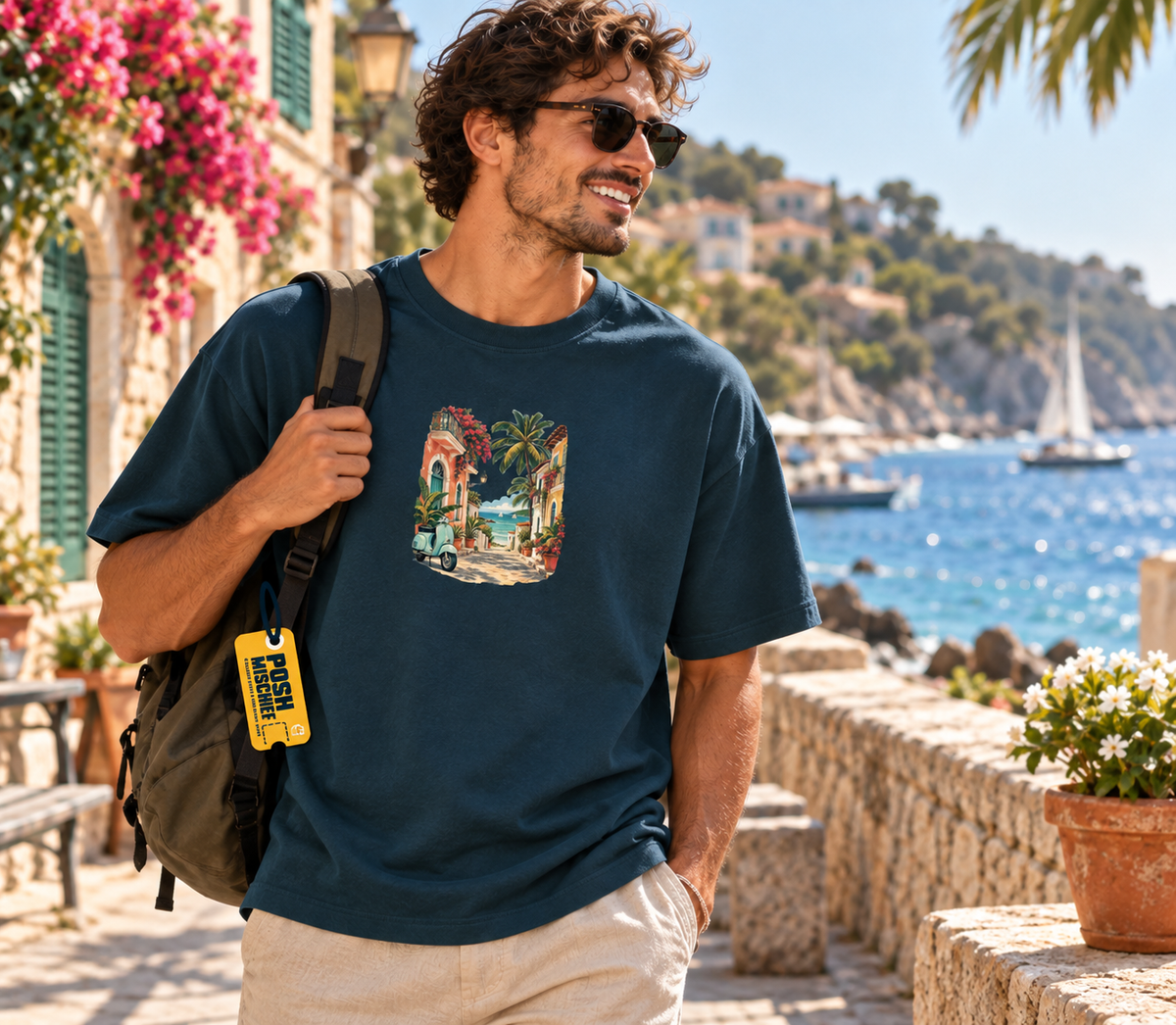 Coastal Escape male-coast, restrained Qikink-scale print
