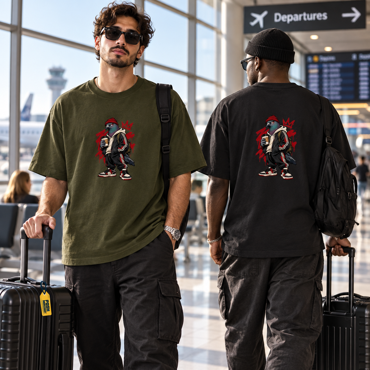 Oversized Raven Streetwear T-Shirt – Unisex Front & Back Print Graphic Tee