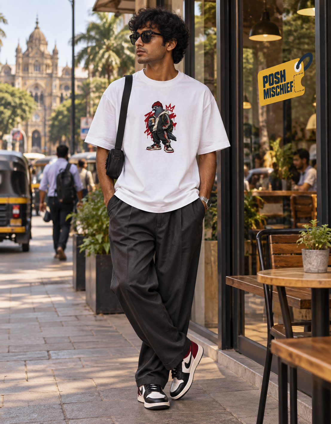 Oversized Raven Streetwear T-Shirt – Unisex Front & Back Print Graphic Tee