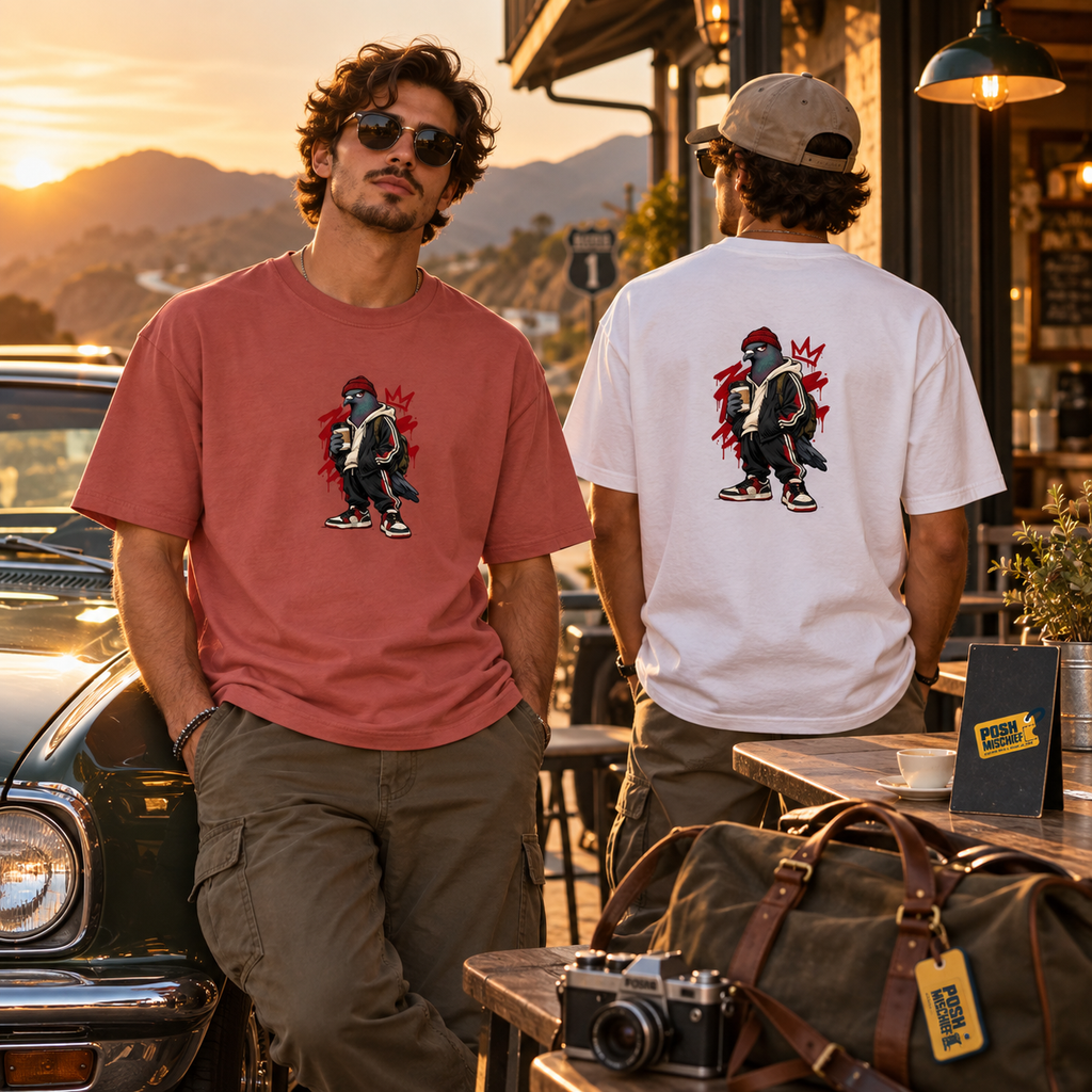 Oversized Raven Streetwear T-Shirt – Unisex Front & Back Print Graphic Tee