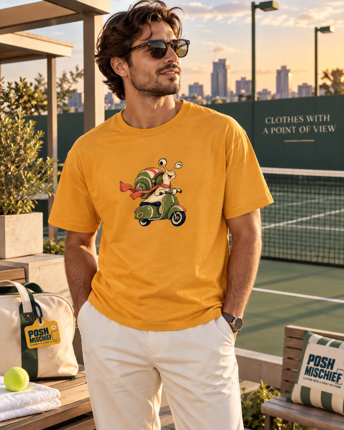 Slow Lane, Main Character T-shirt in Golden Yellow