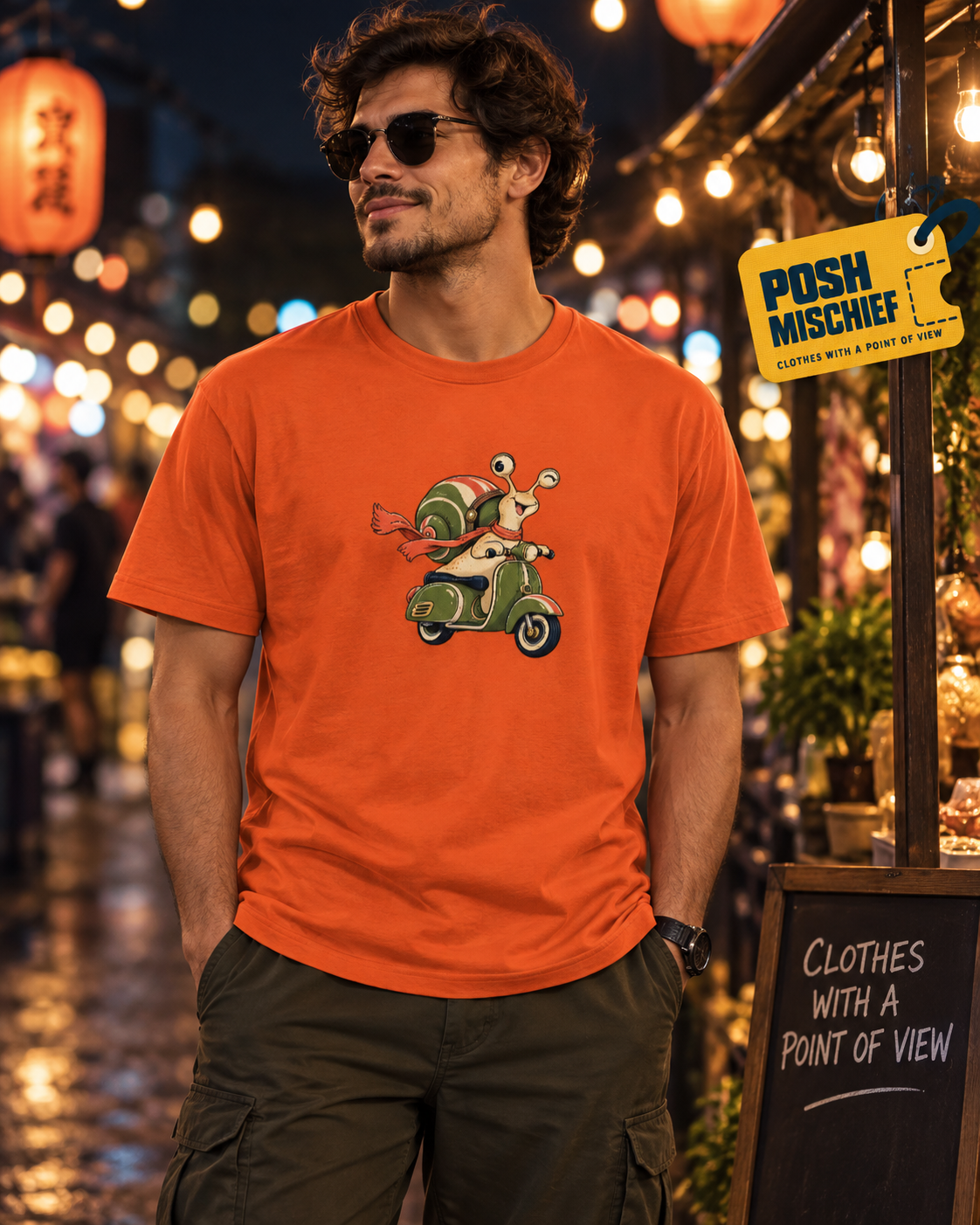 Slow Lane, Main Character T-shirt in Orange