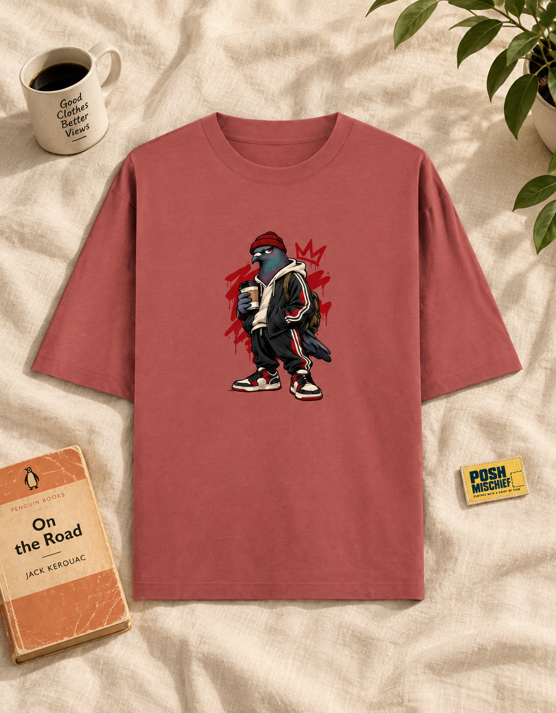 Oversized Raven Streetwear T-Shirt – Unisex Front & Back Print Graphic Tee