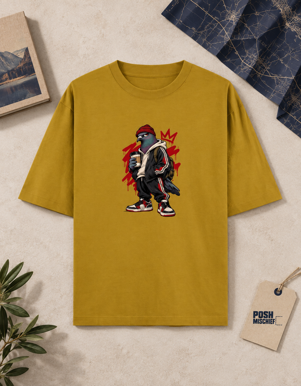 Oversized Raven Streetwear T-Shirt – Unisex Front & Back Print Graphic Tee