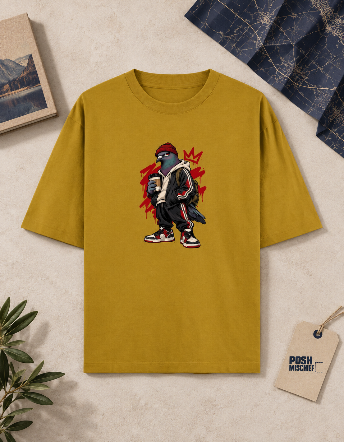 Oversized Raven Streetwear T-Shirt – Unisex Front & Back Print Graphic Tee