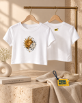Celestial Sun & Moon Women’s Crop Top – Light Baby Pink
